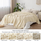 PHF 100% Cotton Muslin Blanket Queen Size 90"x90", 4-Layer Lightweight Gauze Throw, Breathable Cloud-Soft Minimalist Blanket for Bed, Couch, Camping & Baby, Beige/Short Bread, Ideal Gift