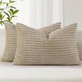 Simmore Decorative Spring Throw Pillow Covers 12x20 Set of 2, Soft Natural Plush Flannel Double-Sided Fluffy Lumbar Pillow Covers for Couch Sofa Living Room, Light Brown