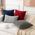 Kevin Textile 16x24 Inch Pillow Cover 1 Pack Boho Decorative Soft Striped Corduroy Lumbar Farmhouse Color Accent Rectangle Cushion Case for Living Room Couch Sofa Bed, Navy Blue