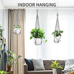 Macrame Plant Hanger - Fits 4 to 13 inches Pots for Indoor Outdoor, 35"/29"/23" Different Sizes Set, Gray (POTS NOT Included)