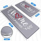 HappyTrends Kitchen Mat for Floor, 2PCS Cushioned Anti-Fatigue Kitchen Rugs, Waterproof Non-Slip Standing Mats and Rugs Set for Kitchen, Office, Laundry, Grey, 17.3"×30"+17.3"×47"