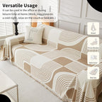 Boho Couch Cover Sofa Covers Washable, Chenille Couch Covers for 3 Cushion Couch Sofa Pet Friendly, Bohemian Sofa Slipcovers for Sectional Sofa, Loveseat, 2 3 4 Seater (71" x 134", Khaki)