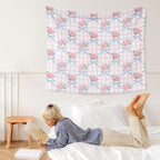 WARDOS Coquette Blue Bow Tapestry, Coquette Room Decor, Preppy Pink Rose Floral Tapestry, Cute Preppy Room Decor Teen Girls, Girly Bedroom Decor, Coquette Stuff, 50x60 Inch