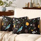 MUSSEL Brown Floral Pillow Covers 12x20 Set of 2, Velvet Wild Flower Plant Throw Pillows Case, Square Farmhouse Decor Cushion Covers for Home Sofa Bed Couch