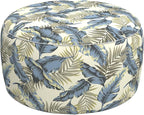 LVTXIII Outdoor Inflatable Ottoman, Fade-Resistant Round Footrest Stool D31”x H14”, Portable Patio Pouf for Garden Camping or Home Use, ‌Lush Palm Blue
