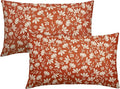 Burnt Orange Pillow Covers 12x20 Set of 2 Vintage Floral Rustic Old Style Cute Flower Print Rectangle Decorative Outdoor Pillowcases Seasonal Farmhouse Throw Cushion Case Couch Sofa Bed Decor