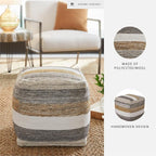 Signature Design by Ashley Josalind 16 Inch Casual Wool Pouf, Gray & Beige