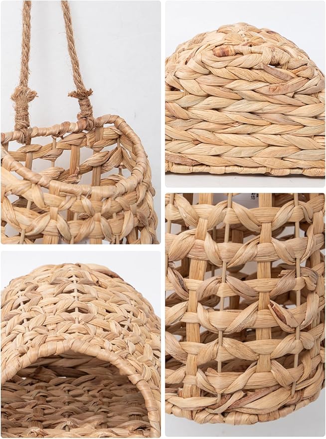 Woven Wall Hanging Basket, Handwoven Gourd Grass Wicker Wall Basket for Hanging Wall Basket & Door Basket, Boho Rustic Farmhouse Wall Decor, Decorative Tabletop Seagrass Basket