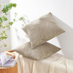 Topfinel Pack of 2 Decorative Throw Pillow Covers 18x18 Inch Soft Corduroy Boho Textured Striped Patchwork Pillow Covers Farmhouse Rustic Home Decor for Spring Sofa Living Room Couch Bed Lightbrown