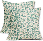 Aqua Floral Pillow Covers 22x22 Set of 2 Vintage Rustic Old Style Cute Small Flower Cream Print Decorative Outdoor Pillowcases Farmhouse Throw Cushion Case Decor for Couch Sofa Bed