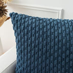 Kevin Textile 14x20 Inch Pillow Cover 1 Pack Boho Decorative Soft Striped Corduroy Lumbar Farmhouse Solid Color Accent Rectangle Cushion Case for Living Room Couch Sofa Bed, Blue