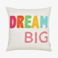 "Dream Big Boho Pillow Covers 18X18 Inch Decorative Words Tufted Throw Pillow Covers Farmhouse Pillow Case for Couch Sofa Bed Living Room Bedroom, Pink/Teal/Yellow