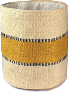 Sturdy Jute Planter - Modern Woven Basket for 8" Pot Indoor Planters, 10" x 10" Storage Organizer, Rustic Home Decor, Earth-Friendly Planter (10x10 Inches, Bleach, Yellow Stripe)