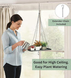 Shinehola Hanging Planters for Indoor Outdoor Plants (Length - 15.5"), Plant Hanger Indoor | Large Metal Hanging Plant Holder, Hanging Planter Shelf, No Plant/Pot Included (Black, 1-Tier)