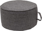 QILLOWAY Indoor/Outdoor Inflatable Stool,Round Ottoman,All Weather Foot Rest for Camping or Home,Charcoal Grey/Black
