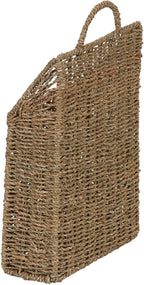 Rectangular Wicker Hanging Baskets, Set of 2, Small and Large, Handwoven Seagrass, Durable Metal Wire Frame, Multipurpose and Contemporary, Perfect for Organizing Newspapers, Mail and More, Natural