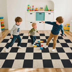 GarveeHome Checkered Easy Jute 5x7 Area Rugs for Living Room Machine Washable Non-Slip Backing Stain Resistant Modern Indoor Outdoor Rugs for Farmhouse Dining Room Patio Black