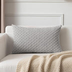 Kevin Textile 14x20 Inch Pillow Cover 1 Pack Boho Decorative Soft Striped Corduroy Lumbar Farmhouse Solid Color Accent Rectangle Cushion Case for Living Room Couch Sofa Bed, Light Grey