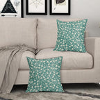 Aqua Pillow Covers 16x16 Set of 2 Vintage Floral Rustic Old Style Cute Flower Print Decorative Outdoor Pillowcases Seasonal Farmhouse Throw Cushion Case Decor for Couch Sofa Bed