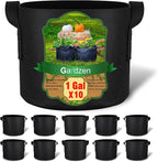 Gardzen 10-Pack 1 Gallon Grow Bags, 300G Thickened Fabric Grow Bags with Handles, Heavy Duty Aeration Plant Grow Bags