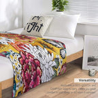 Boho Floral Throw Blanket Bohemian Colorful Flowers Print Mandala Blanket for Sofa Bed Couch Chair Or Dorm 70"x80"