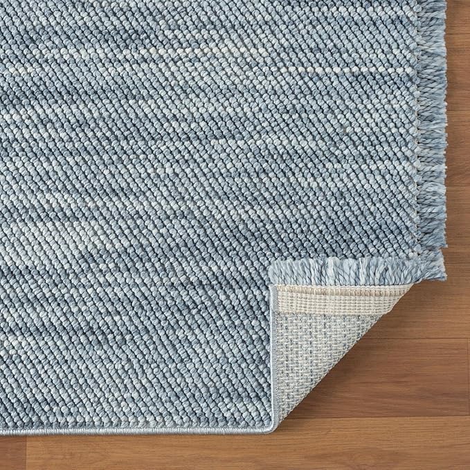LUXE WEAVERS Solid Machine Woven Blue 9x12 Area Rug, Indoor Stain-Resistant Carpet