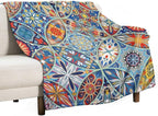 Boho Floral Throw Blanket Colorful Bohemian Mandala Blanket for Sofa Bed Couch Chair Or Dorm 50"x60"