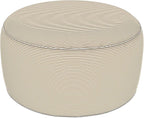 LVTXIII Indoor/Outdoor Extra Large Inflatable Ottoman Pouf D31 x H14 Inch, Round Footstool with Handle, Weather-Resistant Portable Furniture for Patio, Camping, Beach, Stripe Beige