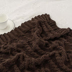 Battilo Dark Brown Throw Blanket for Couch, 51"x67" Soft Chenille Knit Throw Blanket for Home Decor, Soft Cozy Blanket, Decorative Chocolate Brown Blanket for Bed, Living Room