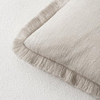 MIULEE Decorative Throw Pillow Covers Neutral Linen Fringe Throw Pillows Euro Shams Set of 2 Natural Beige Boho Farmhouse Cushion Covers for Couch Sofa Bed Living Room Spring Home Decor 22x22 Inch