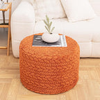 Asuprui 20x14 Inch Unstuffed Ottoman Pouf Cover – Lightweight Foot Rest, Floor Bean Bag Chair, Storage Pouf for Living Room, Bedroom & Balcony (Filler Not Included) (Orange)