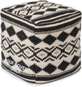 REDEARTH · UNSTUFFED Pouf Ottoman Cover Textured Cube Bean Bag Pouffe Footrest for Living Room, Bedroom, Nursery, Kidsroom; 100% Cotton(18"X18"X18", Linear Diamonds Black)