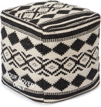 REDEARTH · UNSTUFFED Pouf Ottoman Cover Textured Cube Bean Bag Pouffe Footrest for Living Room, Bedroom, Nursery, Kidsroom; 100% Cotton(18"X18"X18", Linear Diamonds Black)