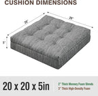Shinnwa Memory Foam Recliner Cushion for Elderly, Patented Design Extra Large Seat Cushion, Dual-Layer Foam Chair Pad for Couch, Armchair, Wicker Chairs, Floor, 20 × 20 × 5in, Grey