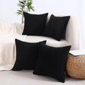 VAKADO Black Decorative Couch Throw Pillow Covers 26x26 Set of 4 Corduroy Farmhouse Rustic Cushion Case Decor Neutral Boho Square for Home Living Room Bed Sofa