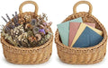 DOITOOL Set of 2 Wicker Hanging Basket for Wall, Front Door, Flowers, Mail, Fruit - Boho Handmade Rattan Hanging Wall Baskets for Garden Farmhouse Home Storage