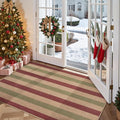 Lahome Christmas Outdoor Rug, 3x5 Christmas Decorations for Porch Entryway Front Door, Striped Plaid Decor Non Slip Non Shedding Red and Green Carpet for Foyer Patio