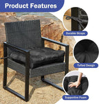 Outdoor Chair Cushions Set of 2, Patio Chair Cushions with Ties, 17x17+4” Tufted Outdoor Seat Cushions, Waterproof Patio Furniture Cushions, Outdoor Dining Chair Pads, Black
