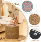 Wimarsbon 18'' Ottoman Pouf, Natural Braided Poof, Rustic Handweave Lounge Pouffe, Boho Footrest Stool for Bedroom, Accent Table for Living Room (18inch Natural Cattail-Boho Style 1)