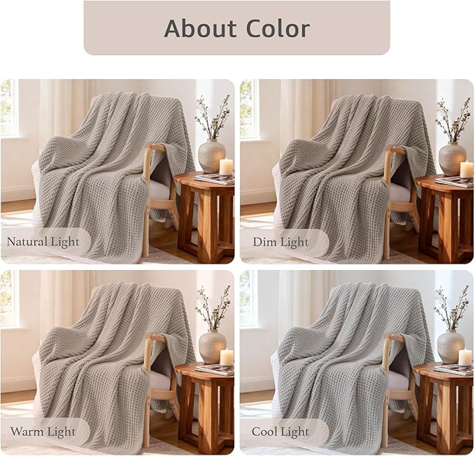 WRENSONGE Pineapple Stitch Throw Blanket, Sand Soft Cozy Fluffy Warm Hand Made Throw Blankets for Couch, Sofa, Chair, Bed, Camping, Picnic, Travel Lightweight Bed Blanket - 50"*60"