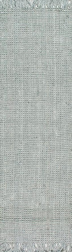 Nuloom Daniela Grey, 2'6" x 8', Handmade, Jute, Tassel, Soft and Textured, High Traffic, Stain Resistant, Easy Clean, Durable Runner for Bedroom, Living Room, Dining Space, Foyer, Entryway