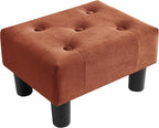Poofzy Small Foot Stool Ottoman, Velvet Ottoman Foot Rest with Legs, Rectangle Foot Rest for Couch, Footstools and Ottomans Small for Living Room and Entryway (Rrown)