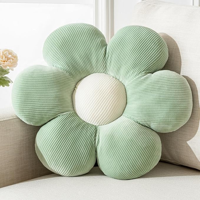 Flower Pillow,Sage Green Pillows Cute Daisy Decorative Throw Pillow Cushion Seating Home Decorative for Bed, Sofa, Couch