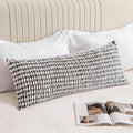 Boho Chenille Tufted Pillow Cover 14x36 Inch Set of 1, Farmhouse Striped Decorative Pillow Covers Accent Fluffy Neutral Long Body Bolster Pillow for Couch Sofa Bedroom Living Room, Brown Gray
