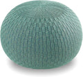 ARTPLAN - Round Knit Pouf - Woven Floor Ottoman - Handmade & Hand Stitched - 19.7 Dia x 12.8 High - Boho Home Décor - Living Room - Bedroom,Agate Green