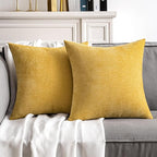 MIULEE Pack of 2 Mustard Yellow Decorative Pillow Covers 20X20 Inch Soft Chenille Couch Spring Throw Pillows Farmhouse Cushion Covers for Home Decor Sofa Bedroom Living Room