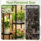 iDavosic.ly 5 Tier Plant Stand Indoor with Grow Lights, Tiered Corner Multiple Flower Pot Holder Shelf, Metal Tall Display Rack for Porch Living Room Balcony Bedroom, Modern Black & Rustic Brown