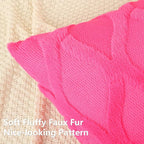 decorUhome Spring Euro Sham Throw Pillow Covers 26x26 Inch Set of 2, Soft Plush Faux Fur Wool Hot Pink Accent Couch Pillow Covers for Modern Farmhouse Bed Sofa Living Room