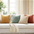 MIULEE Teal Orange Decorative Throw Pillow Covers for Couch Boho Farmhouse Cushion Covers Soft Corduroy Pillowcase Rustic Home Decor for Bed Sofa Living Room 18x18 Inch Set of 4