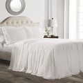 Lush Decor Ruffle Skirt Bedspread Set - 3-Piece Luxurious Farmhouse Bedding - Elegant Ruffle Detail - Timeless Style - Soft Lightweight Sheets - Queen, White
